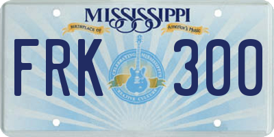 MS license plate FRK300