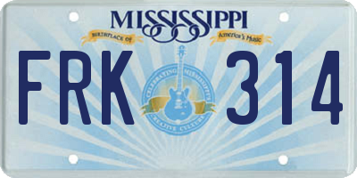 MS license plate FRK314
