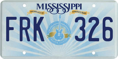 MS license plate FRK326