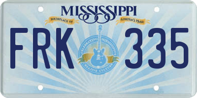 MS license plate FRK335