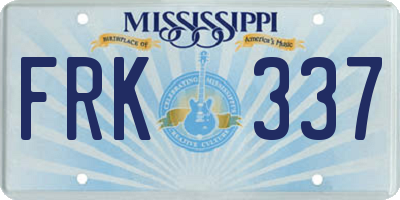 MS license plate FRK337