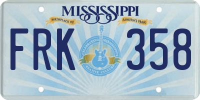 MS license plate FRK358