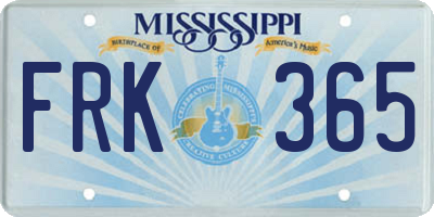 MS license plate FRK365