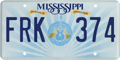 MS license plate FRK374