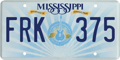 MS license plate FRK375