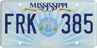 MS license plate FRK385