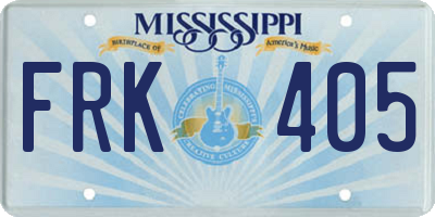 MS license plate FRK405