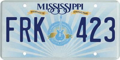 MS license plate FRK423
