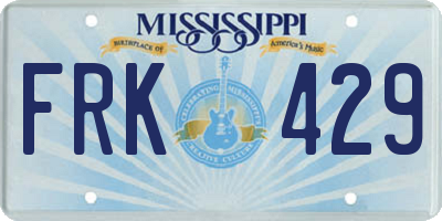 MS license plate FRK429