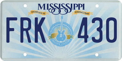 MS license plate FRK430