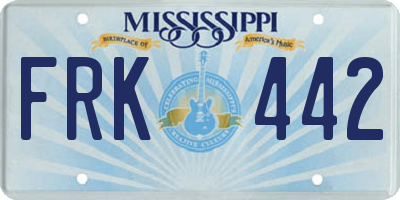 MS license plate FRK442