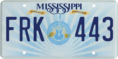 MS license plate FRK443