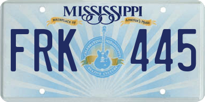 MS license plate FRK445