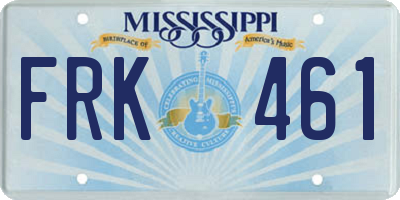 MS license plate FRK461