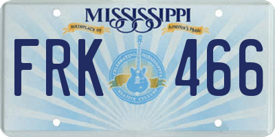 MS license plate FRK466