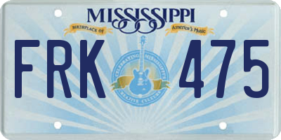 MS license plate FRK475