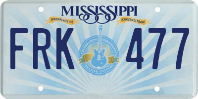 MS license plate FRK477