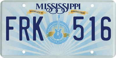 MS license plate FRK516