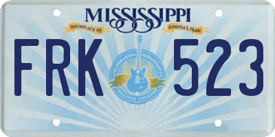 MS license plate FRK523