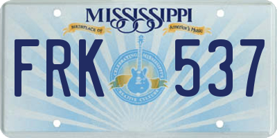 MS license plate FRK537