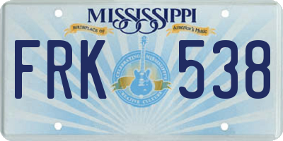 MS license plate FRK538