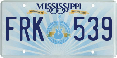 MS license plate FRK539