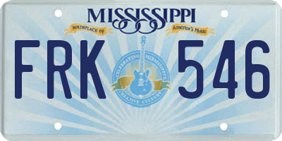 MS license plate FRK546