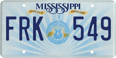 MS license plate FRK549