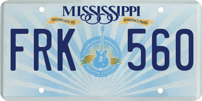 MS license plate FRK560