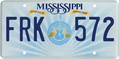 MS license plate FRK572