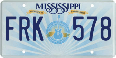 MS license plate FRK578