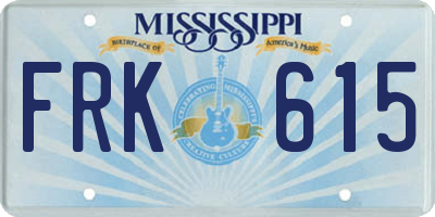 MS license plate FRK615