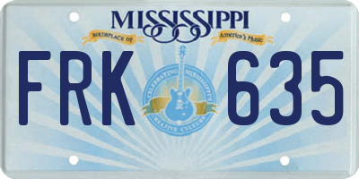 MS license plate FRK635