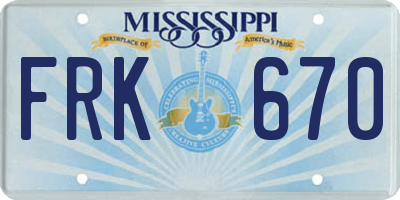 MS license plate FRK670