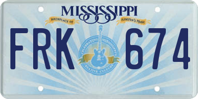 MS license plate FRK674