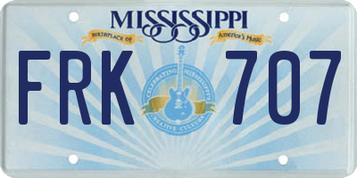 MS license plate FRK707
