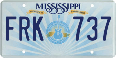 MS license plate FRK737
