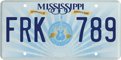 MS license plate FRK789