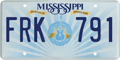 MS license plate FRK791