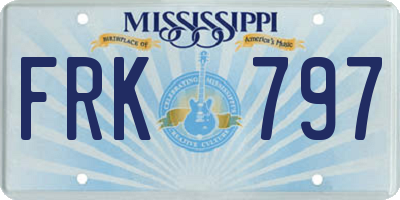 MS license plate FRK797