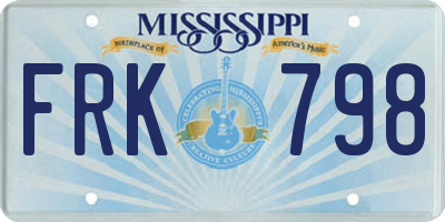 MS license plate FRK798