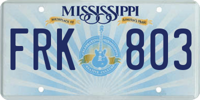 MS license plate FRK803
