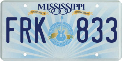 MS license plate FRK833