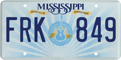 MS license plate FRK849