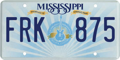 MS license plate FRK875