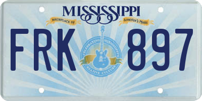 MS license plate FRK897
