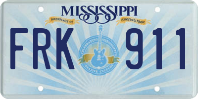 MS license plate FRK911