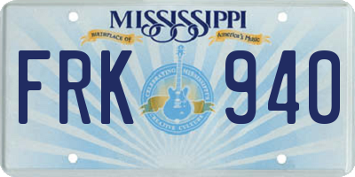 MS license plate FRK940