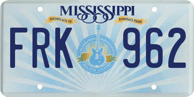 MS license plate FRK962