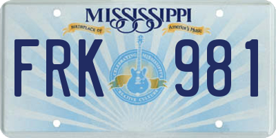 MS license plate FRK981